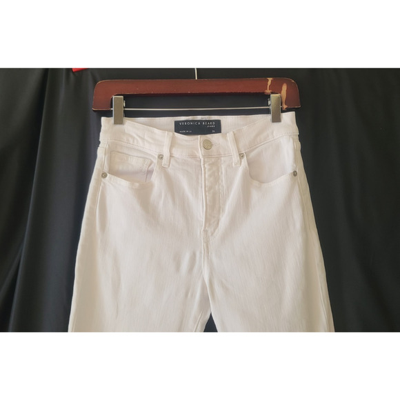 Veronica Beard Womens Washed White Carly Raw Hem Kick Flare Jeans 26 - Picture 5 of 8